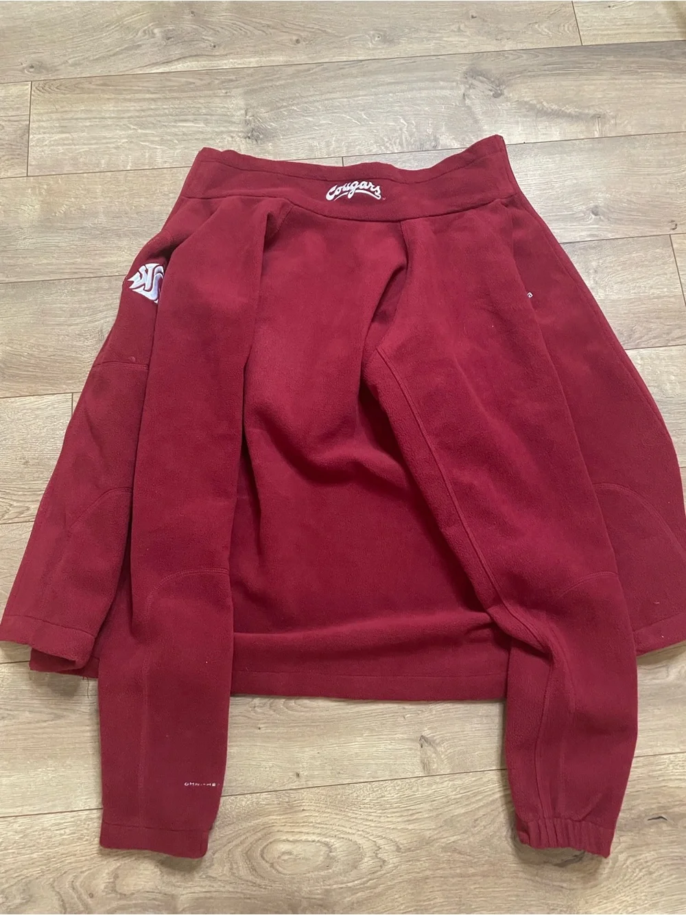 Columbia Red Full-Zip Fleece Jacket with     WSU Cougars logo size Small